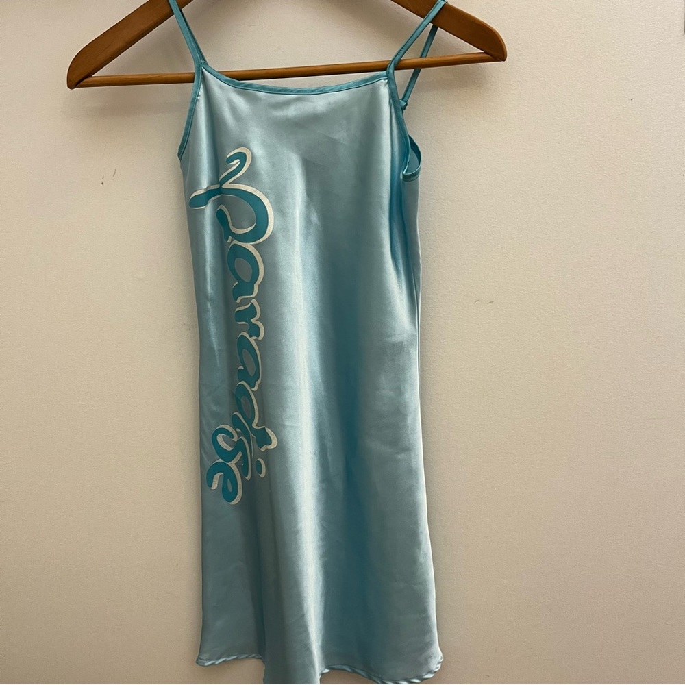 Vintage Y2K La SENZA GIRL Light Blue Satin Slip Nightgown PJ Dress S